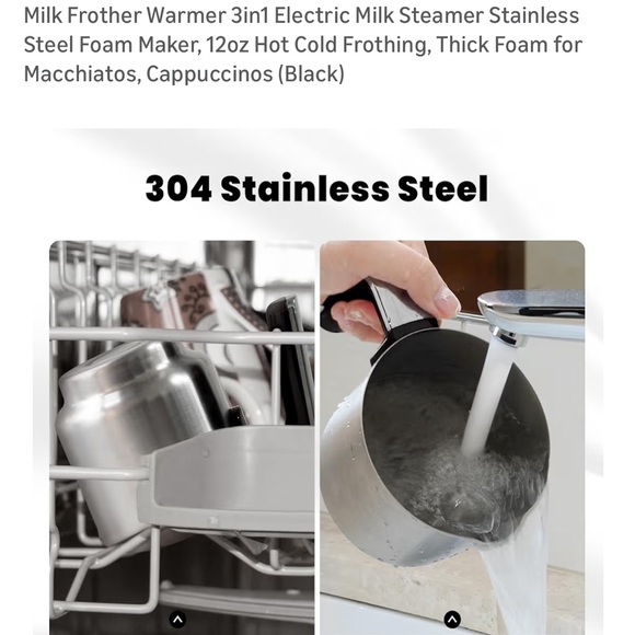 Stainless Steel Milk Frother 3-1 - Picture 3 of 17
